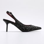Pointed Toe Studded Heel Slingback TM250687 Black - Image 2