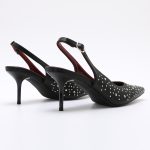Pointed Toe Studded Heel Slingback TM250687 Black - Image 6