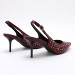 Pointed Toe Studded Heel Slingback TM250687 Sorrel - Image 6