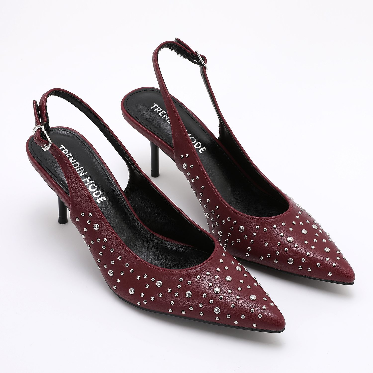 TM250687_SORREL_4 Pointed Toe Studded Heel Slingback TM250687 Sorrel - Image 1