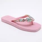 Jeweled Flat Beach Sandals TM251990 Summer Pink - Image 2