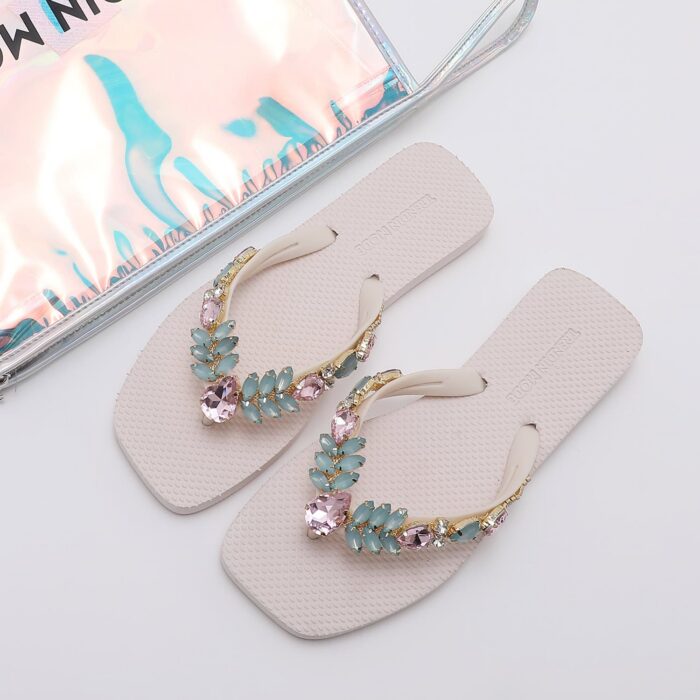 Chanclas Flip Flop con Pedrería v4 Blanco - Imagen 6