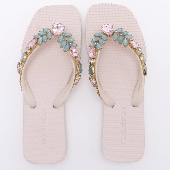 Chanclas Flip Flop con Pedrería v4 Blanco - Imagen 5