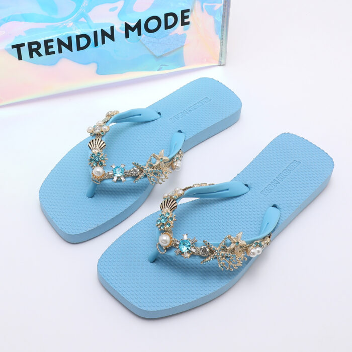 Chanclas Flip Flop con Pedrería v3 Azul - Imagen 6