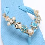 Jeweled Flat Beach Sandals TM251991 Summer Blue - Image 4