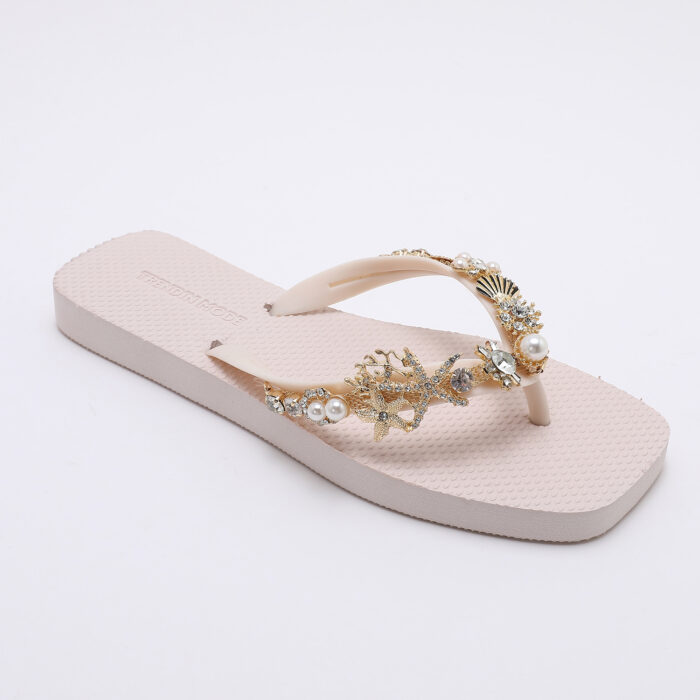 Chanclas Flip Flop con Pedrería v3 Blanco - Imagen 3