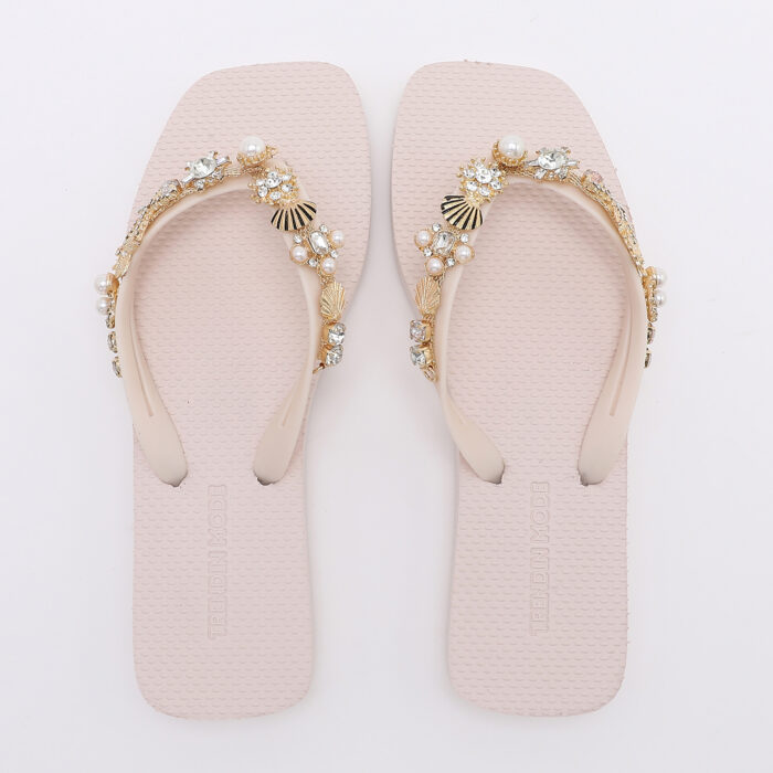 Chanclas Flip Flop con Pedrería v3 Blanco - Imagen 5