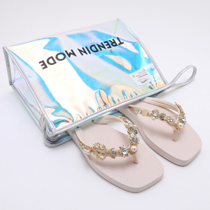 Chanclas Flip Flop con Pedrería v3 Blanco - Imagen 2