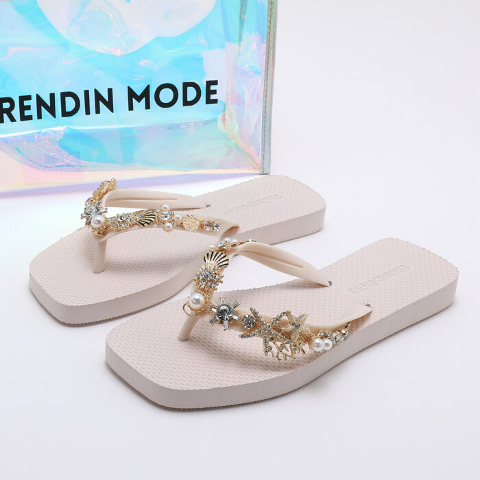 Chanclas Flip Flop con Pedrería v3 Blanco - Imagen 6