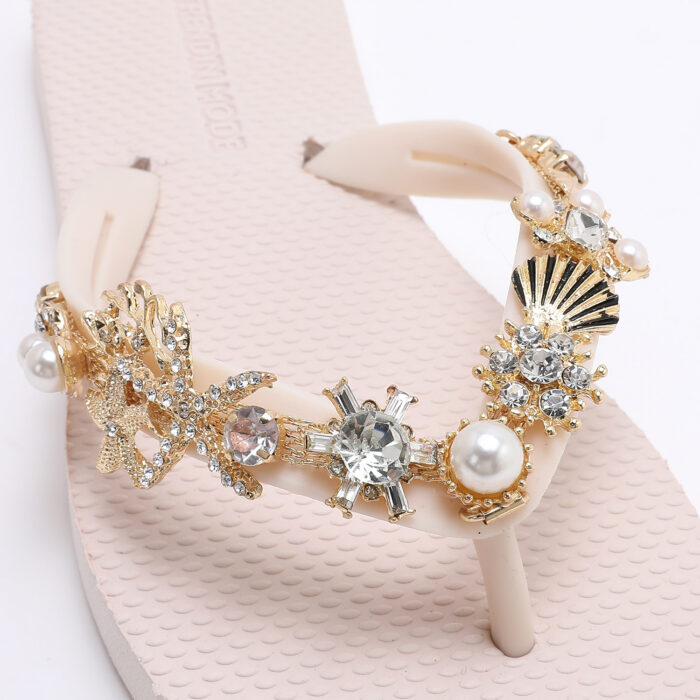 Chanclas Flip Flop con Pedrería v3 Blanco - Imagen 4