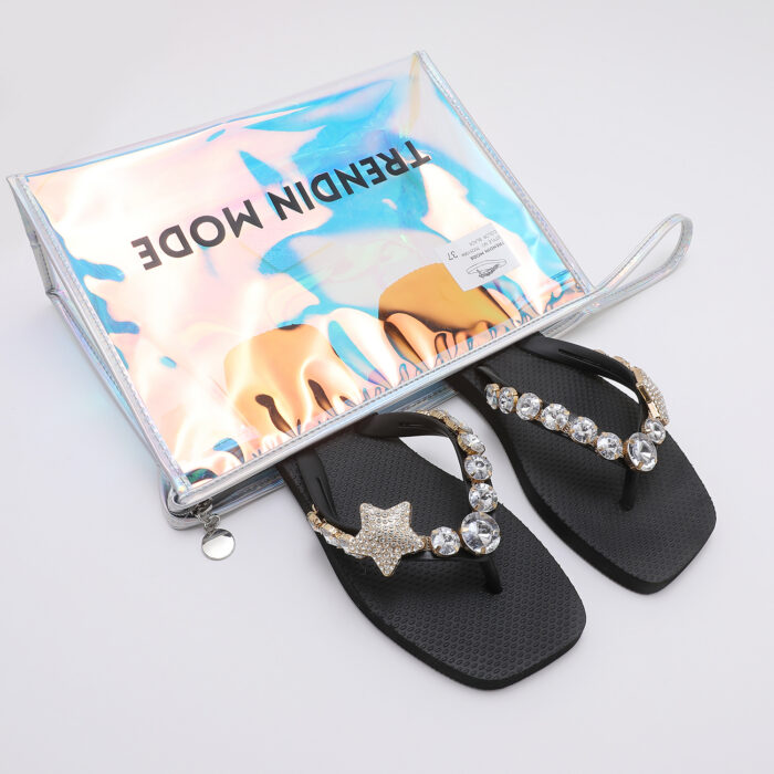 Chanclas Flip Flop con Pedrería v2 Negro - Imagen 2