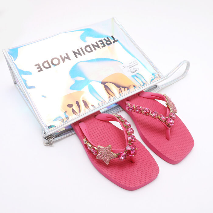 Chanclas Flip Flop con Pedrería v2 Fucsia - Imagen 2
