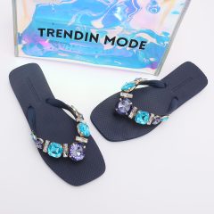 Jeweled Flat Beach Sandals TM251995 Summer Navy