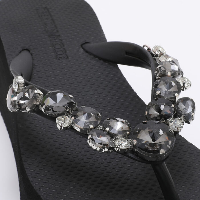 Chanclas Flip Flop de Cuña con Pedrería Negro - Imagen 4