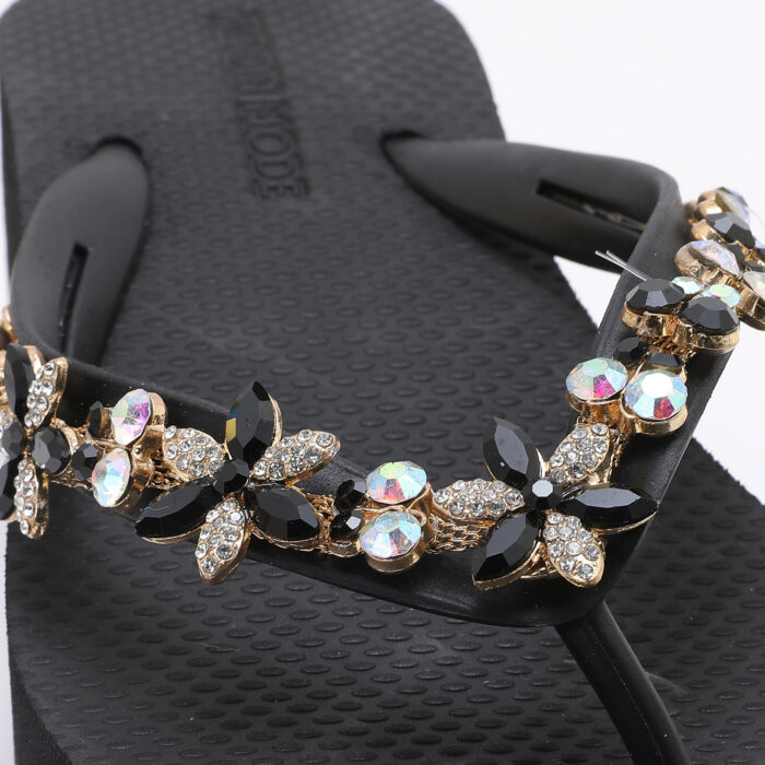 Chanclas Flip Flop de Cuña con Pedrería v2 Negro - Imagen 5