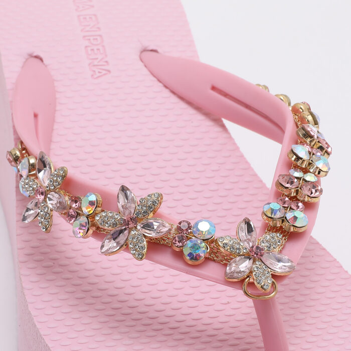 Chanclas Flip Flop de Cuña con Pedrería v2 Rosa - Imagen 5