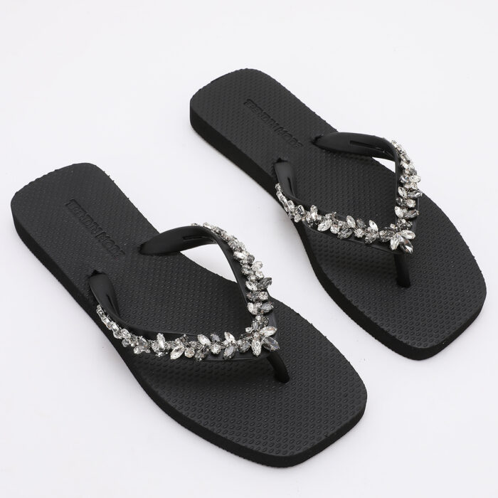 Chanclas Flip Flop con Pedrería Negro - Imagen 2