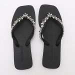 Jeweled Flat Beach Sandals TM252001 Summer Black - Image 5