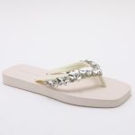 Jeweled Flat Beach Sandals TM252001 Summer White - Image 2