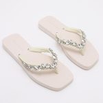 Jeweled Flat Beach Sandals TM252001 Summer White