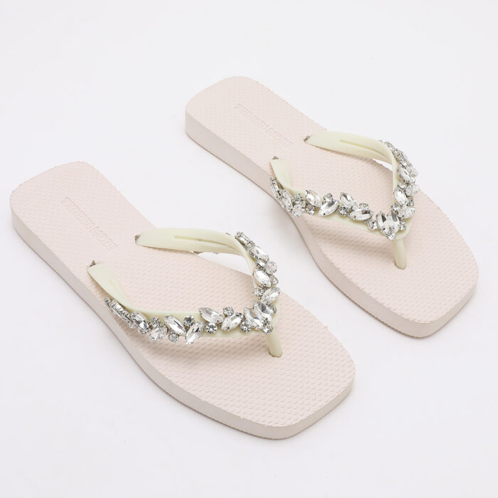 Chanclas Flip Flop con Pedrería Blanco - Imagen 2