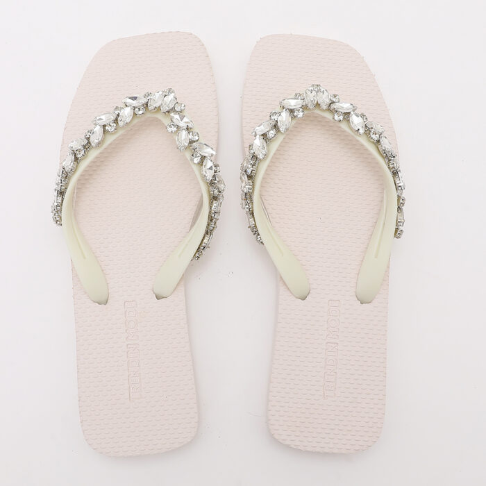 Chanclas Flip Flop con Pedrería Blanco - Imagen 3