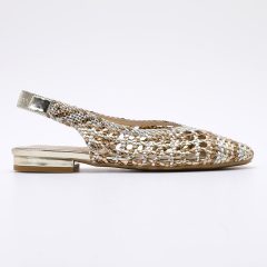 Zapato Destalonado en Punta Cuadrada Trenzado Multicolor Bronce