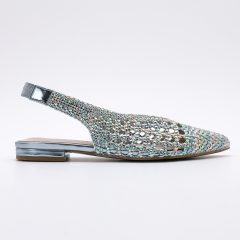 Zapato Destalonado en Punta Trenzado Multicolor azul