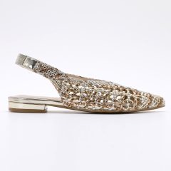 Zapato Destalonado en Punta Trenzado Multicolor Bronce