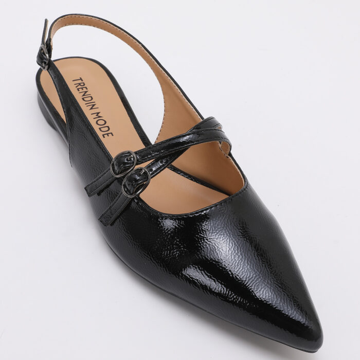 Zapato Destalonado en Punta de Charol Negro - Imagen 6