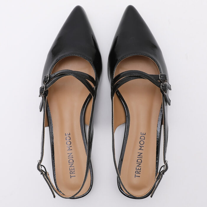 Zapato Destalonado en Punta de Charol Negro - Imagen 3