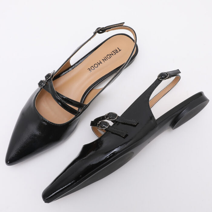 Zapato Destalonado en Punta de Charol Negro - Imagen 4