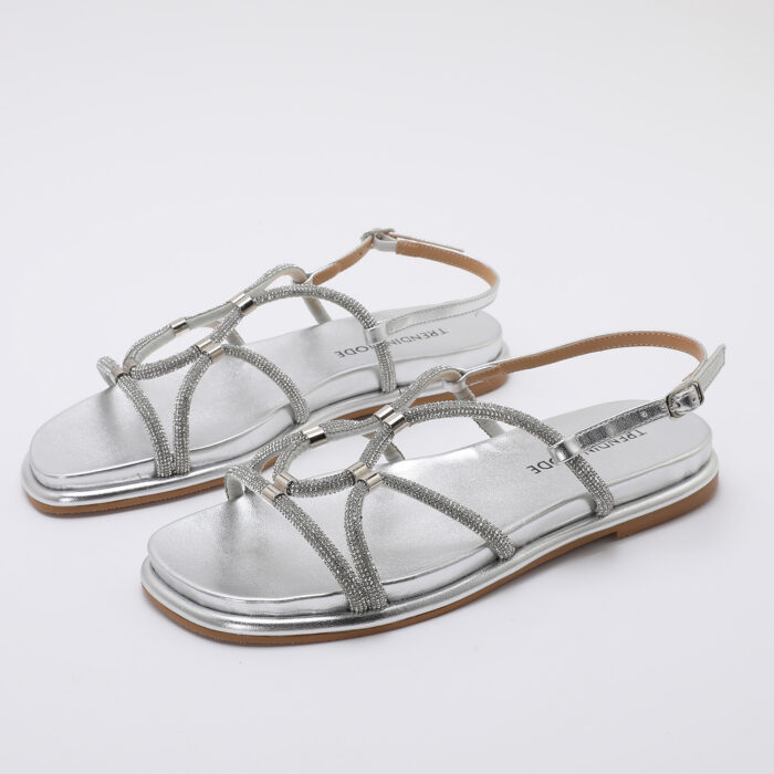 Sandalia de Cordones con Brillantes v2 Plateado - Imagen 5