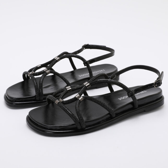 Sandalia de Cordones con Brillantes v2 Negro - Imagen 3