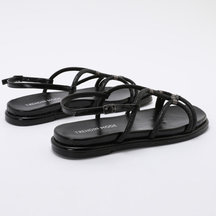 Sandalia de Cordones con Brillantes v2 Negro - Imagen 6