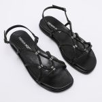 Rhinestone Cords Sandals TMA08001 BLACK