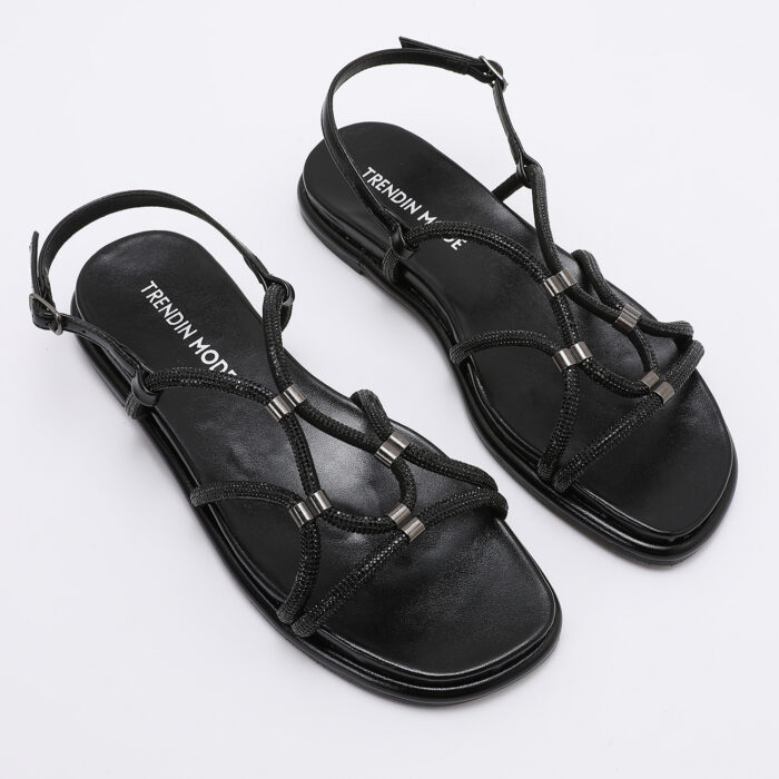 Sandalia de Cordones con Brillantes v2 Negro - Imagen 2