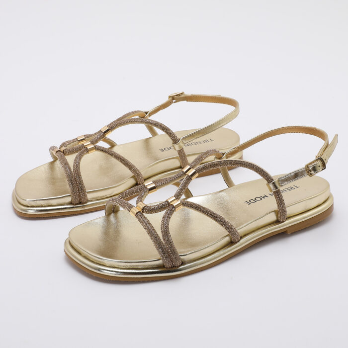 Sandalia de Cordones con Brillantes v2 Dorado - Imagen 6