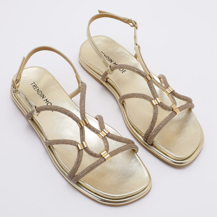 Sandalia de Cordones con Brillantes v2 Dorado - Imagen 2