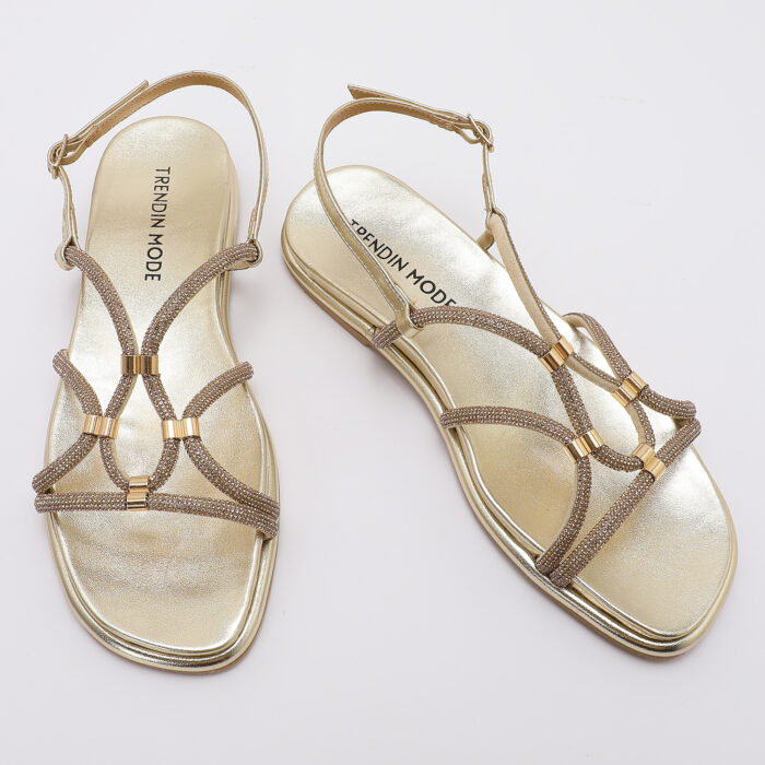 Sandalia de Cordones con Brillantes v2 Dorado - Imagen 3