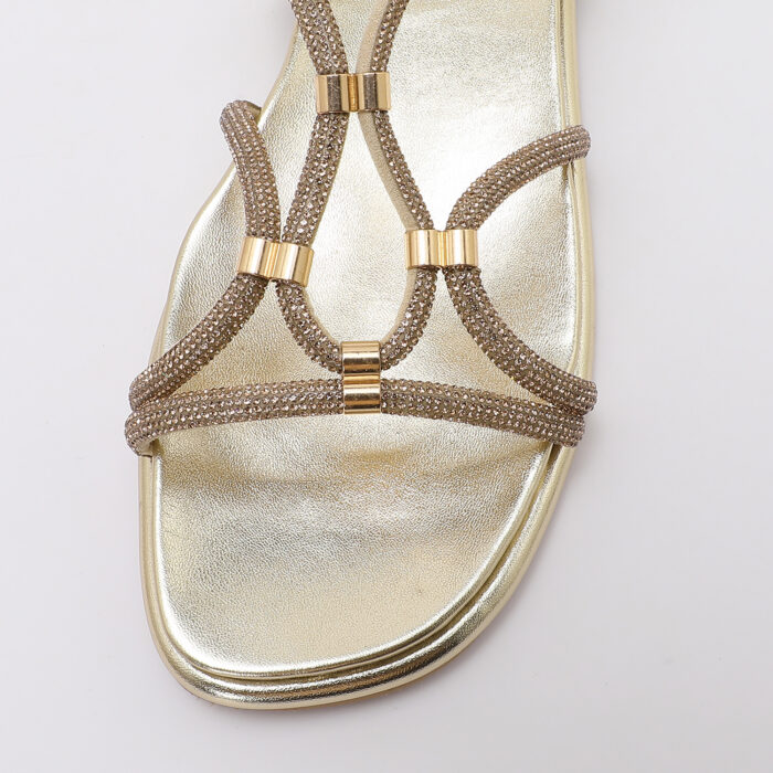 Sandalia de Cordones con Brillantes v2 Dorado - Imagen 4