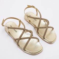 Rhinestone Strap Sandals TMA08002 Gold