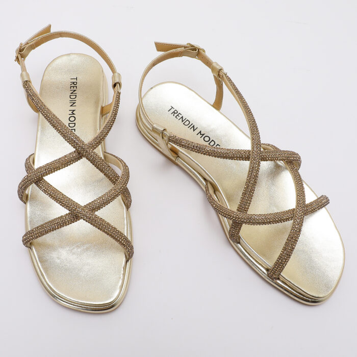 Sandalia de Cordones con Brillantes Dorado - Imagen 2