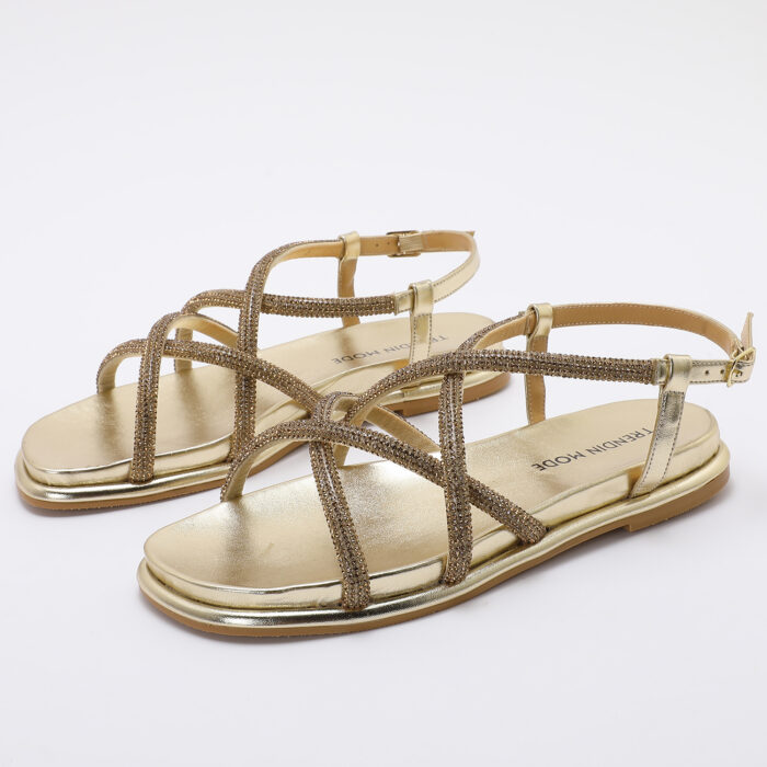 Sandalia de Cordones con Brillantes Dorado - Imagen 4