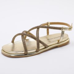 Sandalia de Cordones con Brillantes Dorado