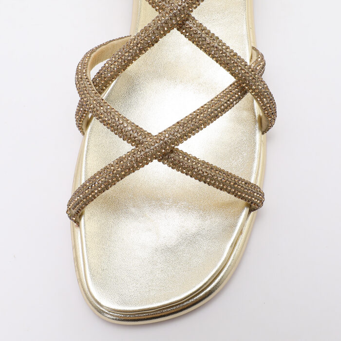 Sandalia de Cordones con Brillantes Dorado - Imagen 3
