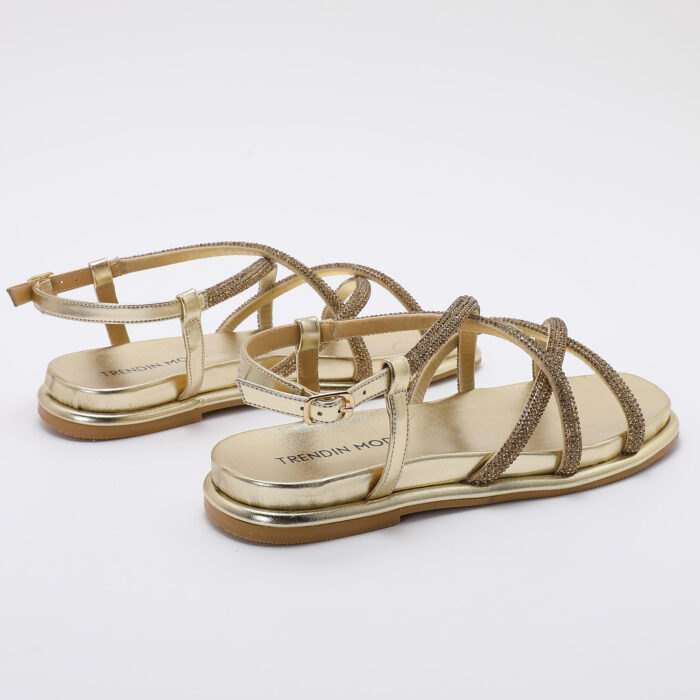 Sandalia de Cordones con Brillantes Dorado - Imagen 5
