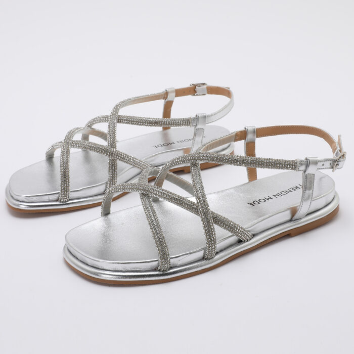 Sandalia de Cordones con Brillantes Plateado - Imagen 5