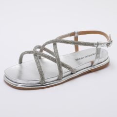 Sandalia de Cordones con Brillantes Plateado