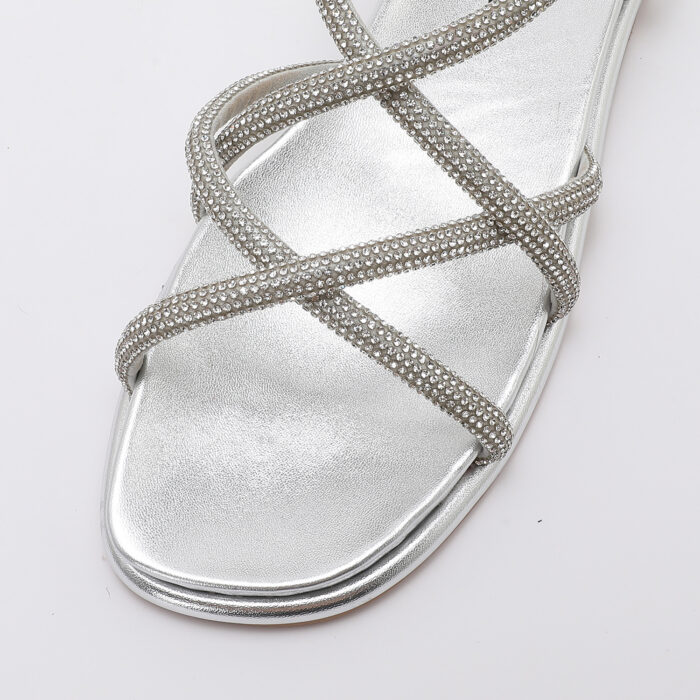 Sandalia de Cordones con Brillantes Plateado - Imagen 4